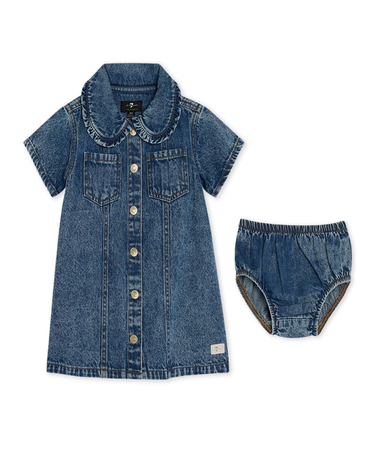7 For All Mankind Baby Girls Denim Dress with Coordinating Bloomers - VINTAGE DARK | Macy's