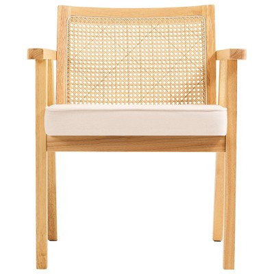 VEVOR Mid Century Modern Rattan Chair, Upholstered Velvet Accent Chair with Rattan Back, Retro Living Room Chair for Living Room, Bedroom, Beige | Target