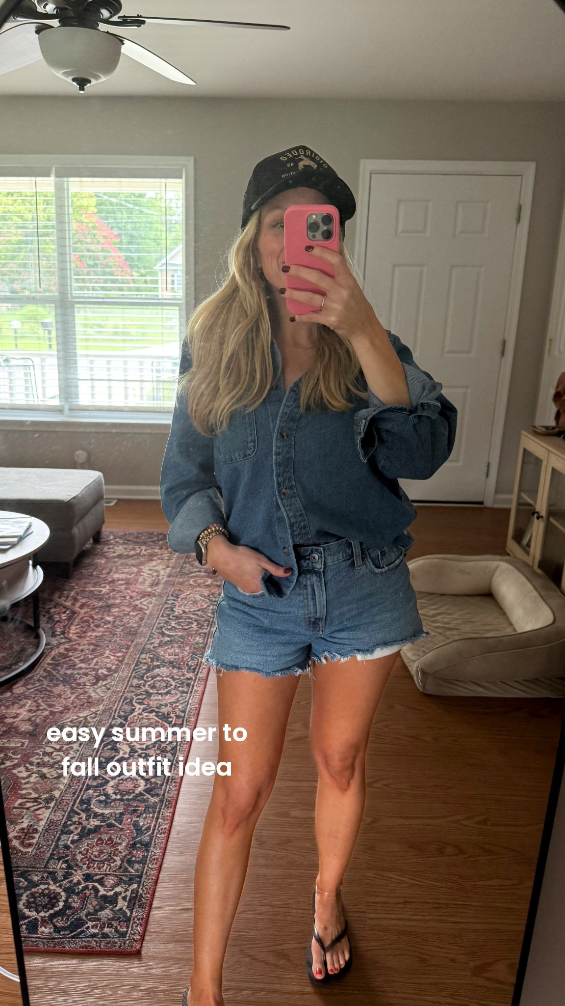 Denim on denim & an easy transition outfit for summer to fall 🍂 You could easily swap out the flip flops for sneakers or flats! 

#LTKSeasonal #LTKStyleTip #LTKFindsUnder100