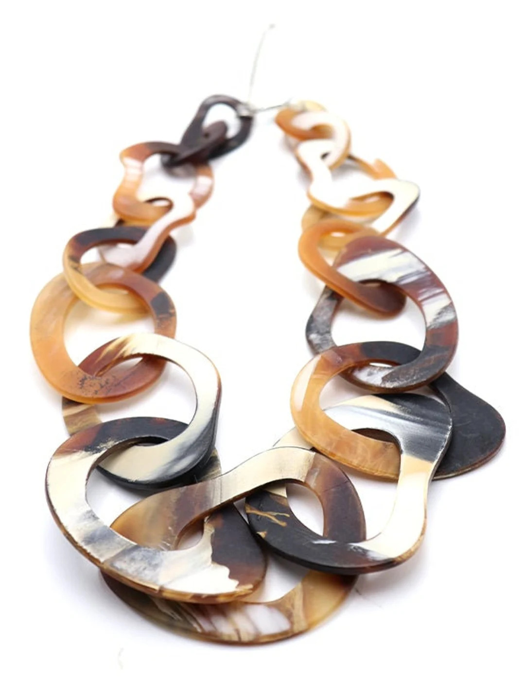 100% Original Horn Chain Necklace, Buffalo Horn Necklace, Graduated Chain Link Necklace, Boho Jew... | Etsy (US)