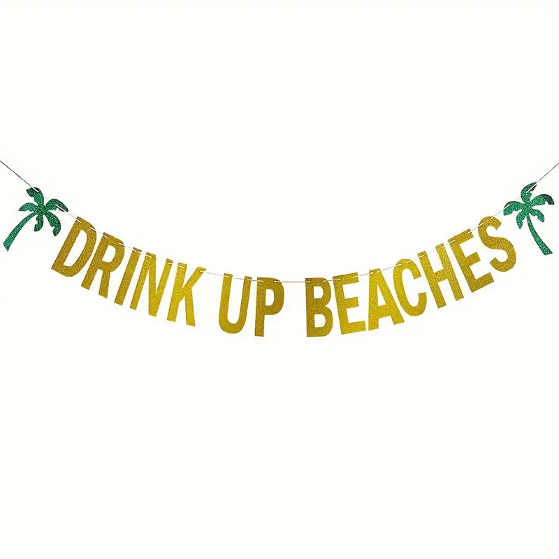 Golden Glitter   Letter Print Drink Beaches Banner - Temu | Temu Affiliate Program