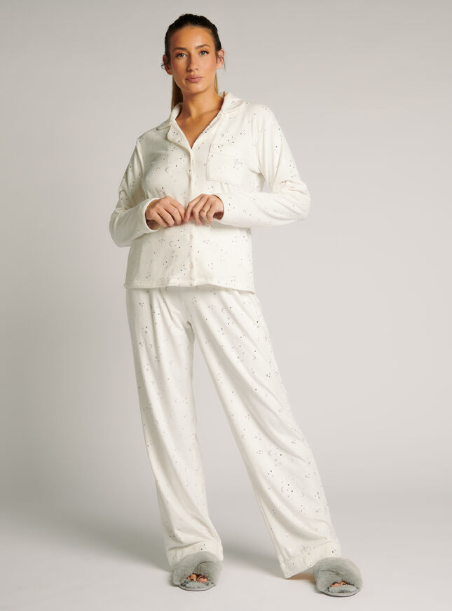 Foil star and moon velour pyjama set - Ivory Mix | Boux Avenue (UK)