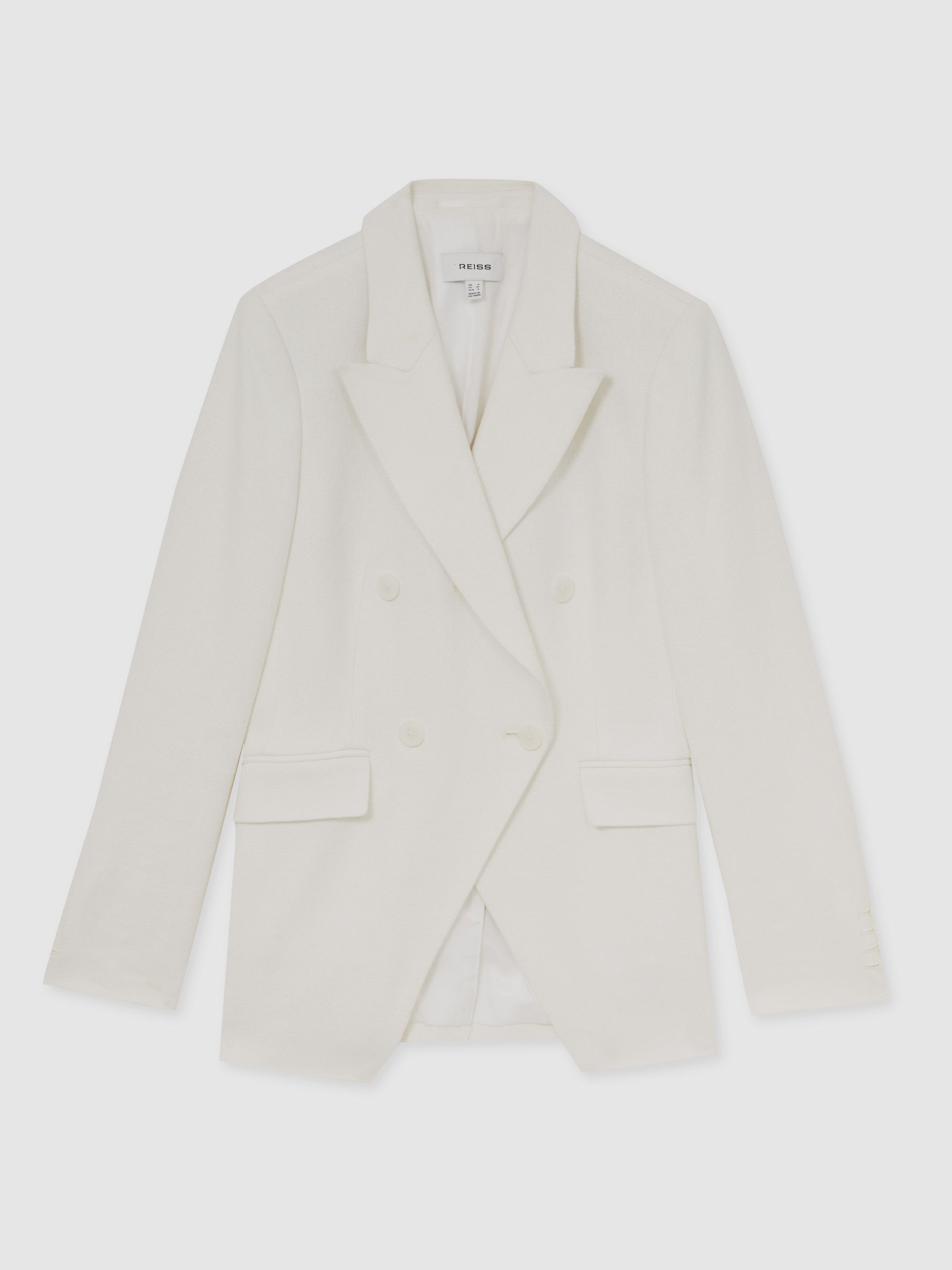 Reiss Reiss White Devon Linen-Blend Double-Breasted Suit Jacket | Next US