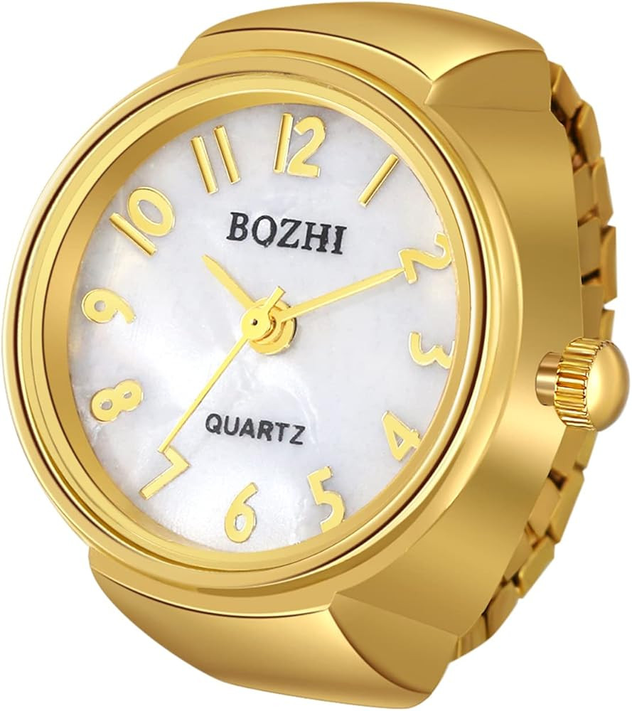 JewelryWe Men Women Finger Watch Stretchy Band Elastic Round Simple Dial Quartz Ring Watches for ... | Amazon (US)