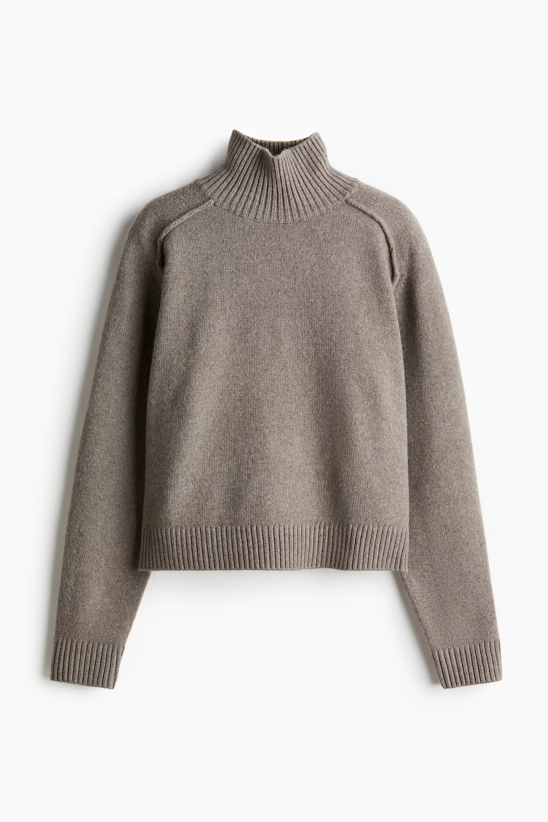 Mock Turtleneck Sweater - Turtleneck - Long sleeve - Taupe melange - Ladies | H&M US | H&M (US + CA)
