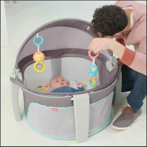 Fisher-Price Bassinet On-The-Go Infant Dome Portable Bassinet and Play Space with Toys, Rosy Wind... | Walmart (US)