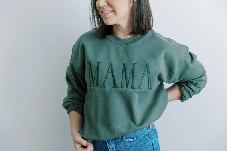 Army Green Custom Sweatshirt, Personalized Sweatshirt, Mom Sweatshirt, Mother’s Day Shirt, Gift... | Etsy (US)