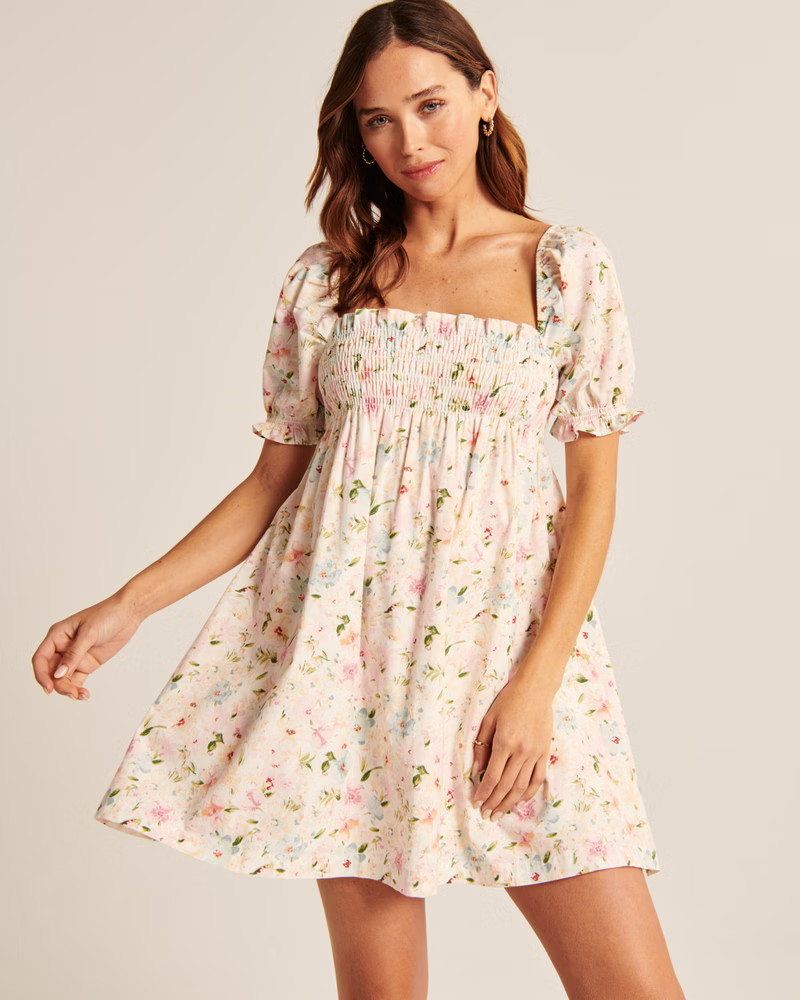 Women's Smocked Babydoll Mini Dress | Women's | Abercrombie.com | Abercrombie & Fitch (US)