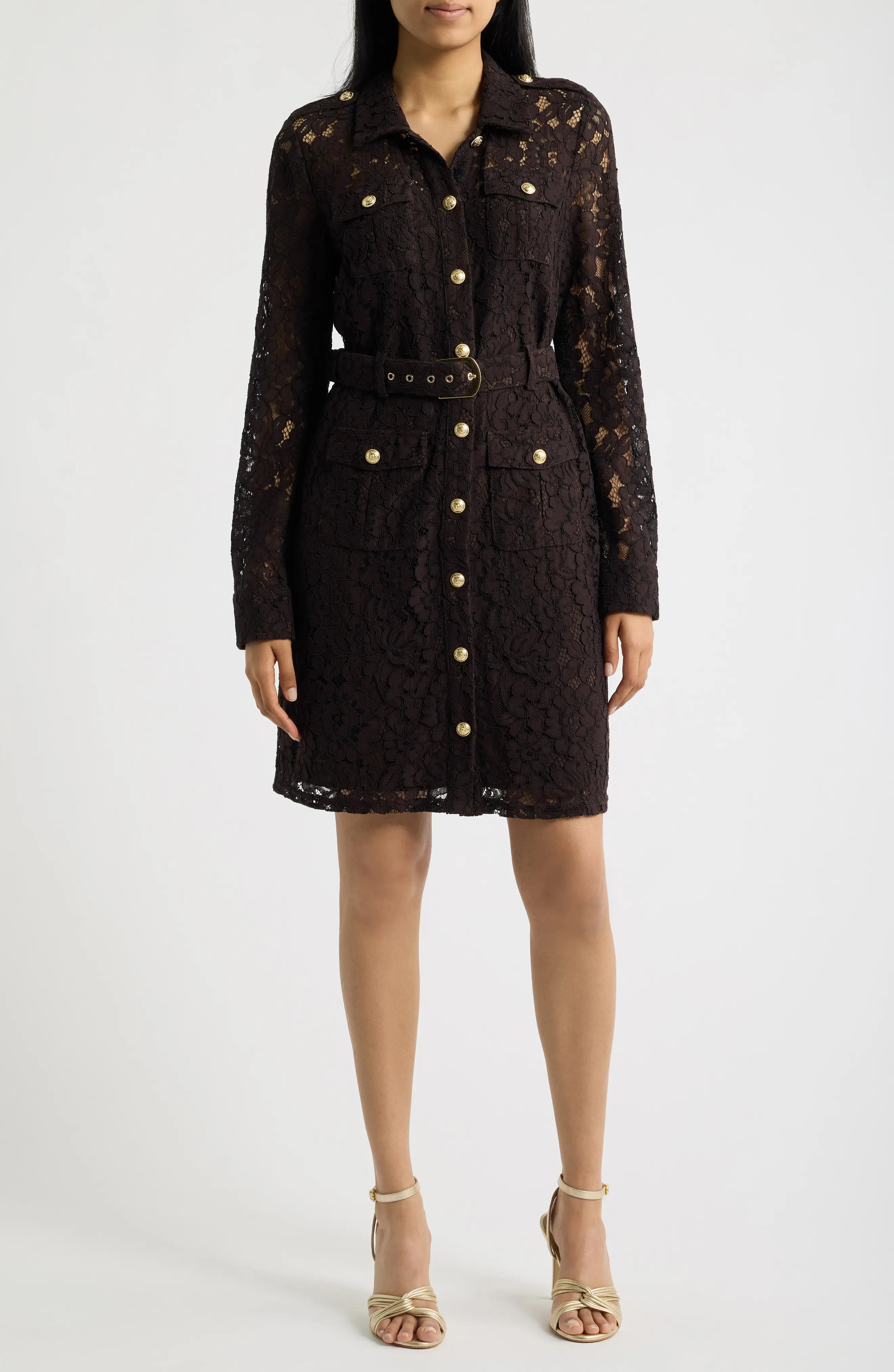 Tahari ASL Lace Long Sleeve Shirtdress (Women) | Nordstrom | Nordstrom