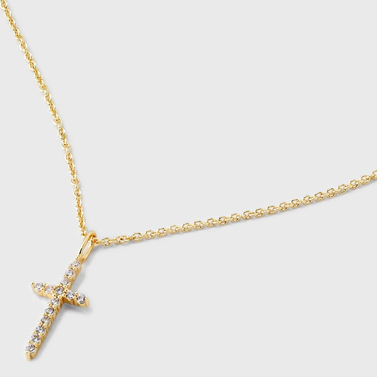 14K Gold Plated Cubic Zirconia Cross Pendant Necklace - A New Day™: Brass, Lobster Claw Clasp, ... | Target