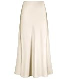 Women's Satin High Waisted Maxi Skirts Hidden Elasticized Waistband A Line Long Skirt | Amazon (US)