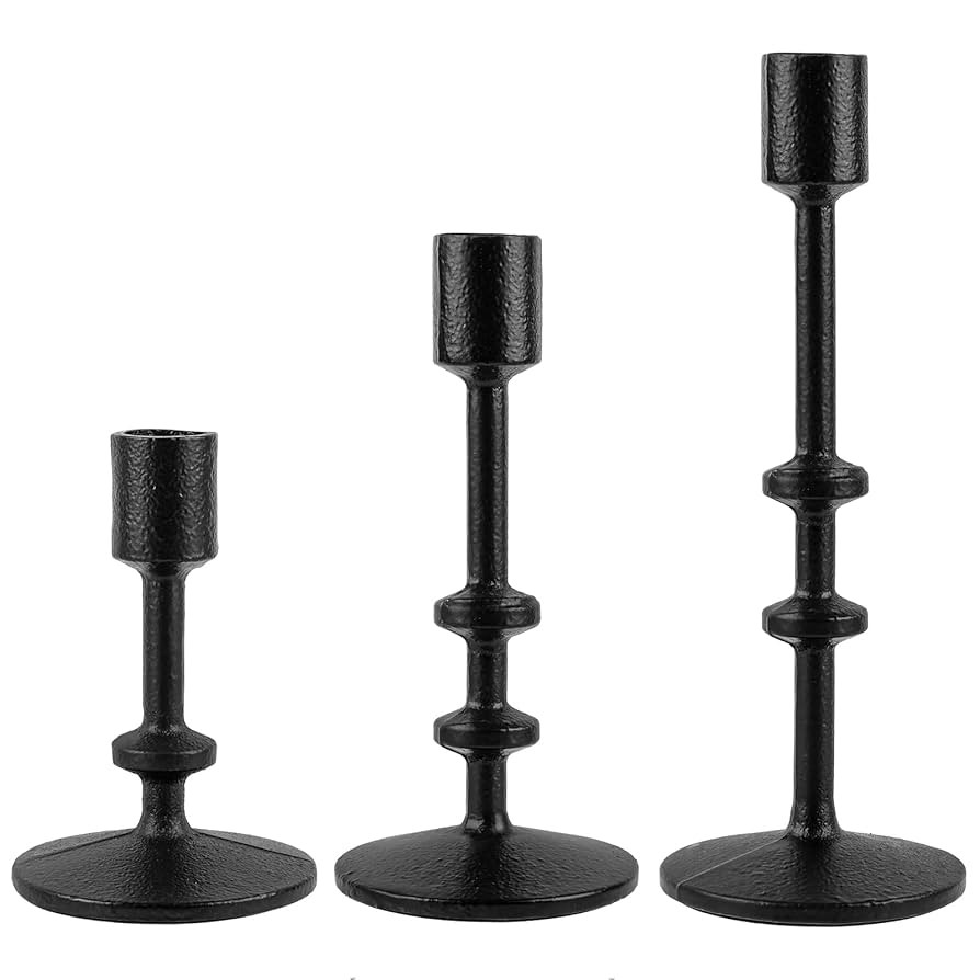 Black Candlestick Holders Set of 3 - Modern Taper Candle Holders for Home Decor, Candle Sticks Ho... | Amazon (US)