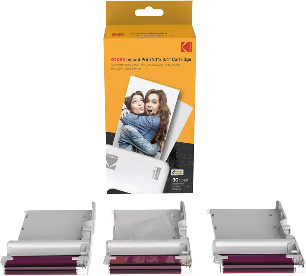 30 Pack Kodak 4PASS Real Photo (2.1"x3.4") & Laminate Process Cartridge, All-in-One Paper and Col... | Amazon (US)