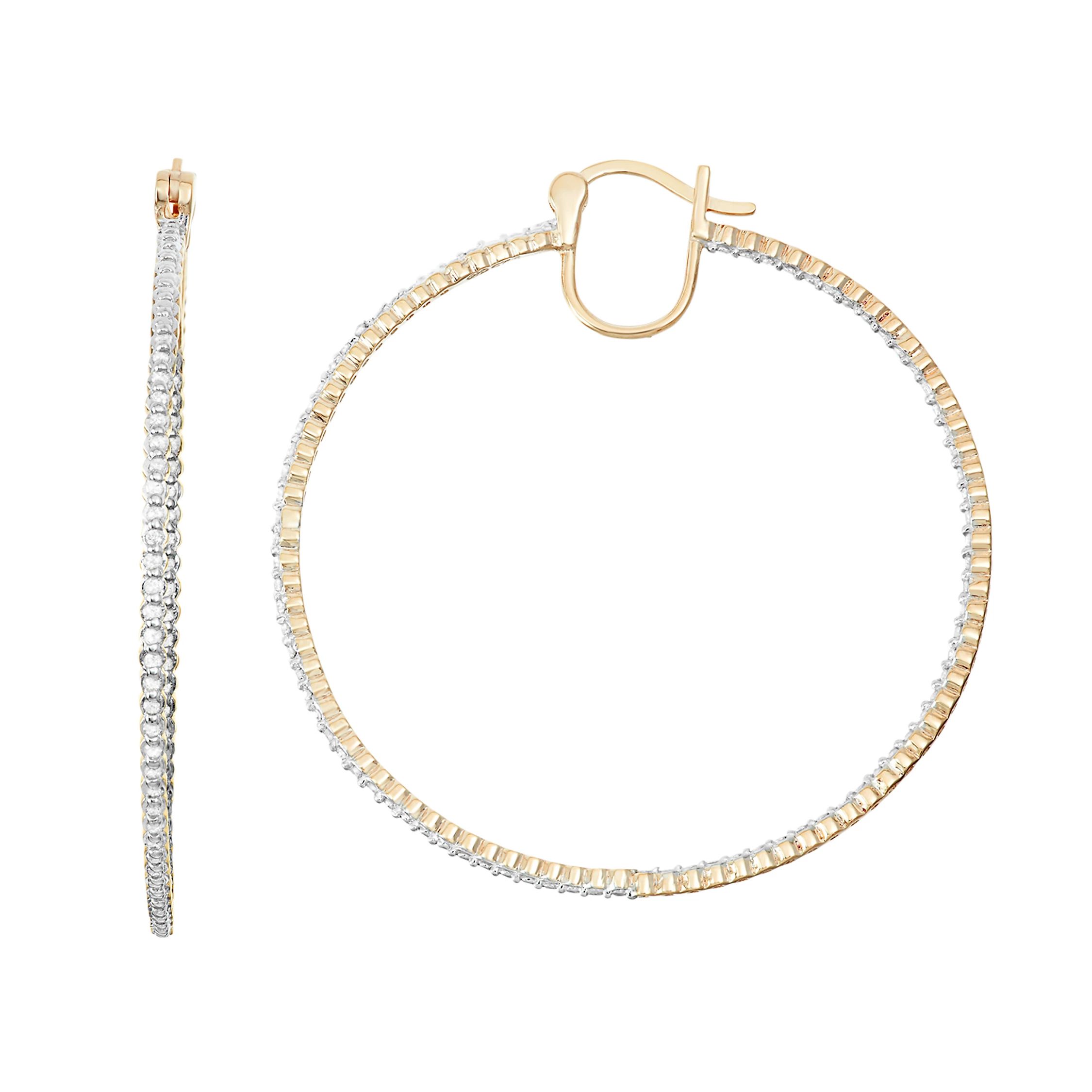 18k Gold Over Silver 1/2 Carat T.W. Diamond Inside-Out Hoop Earrings | Kohl's