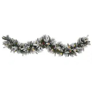 6ft. Pre-Lit Flocked Mixed Pine Artificial Christmas Garland with LED Lights | Michaels | Michaels Stores