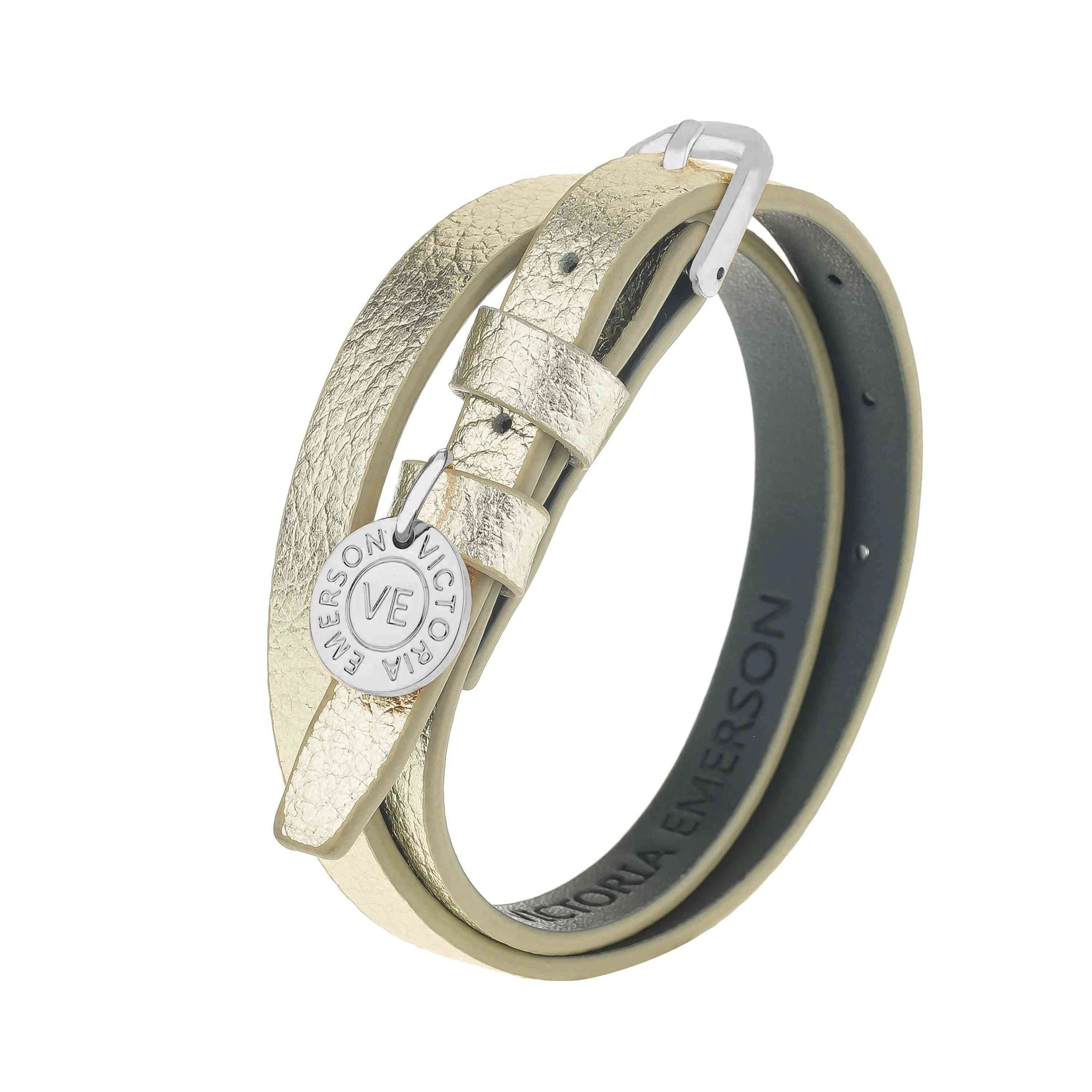 Double Wrap on Champagne Leather | Victoria Emerson