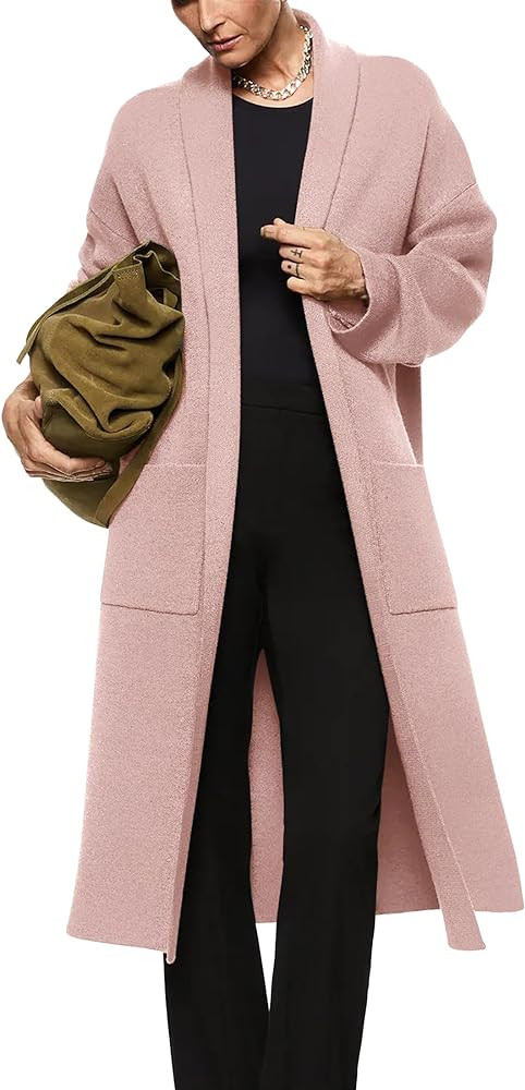 Womens Long Sleeve Maxi Cardigan Open Front Oversized Knitted Sweater Coat Casual Lapel Warm Over... | Amazon (US)
