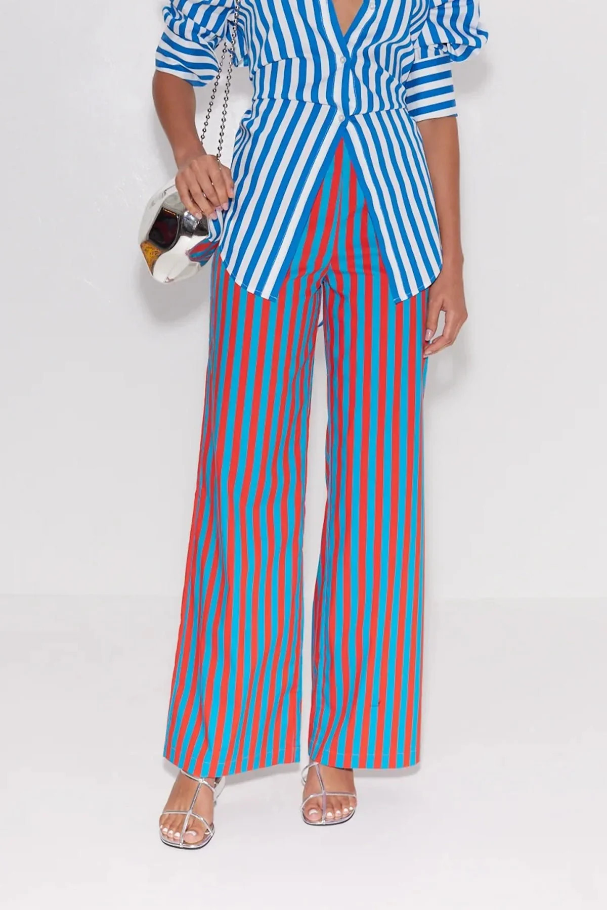 Pia Stripe Poplin Pant in Blue Cherry Stripe - 2 US | Shop Olivia