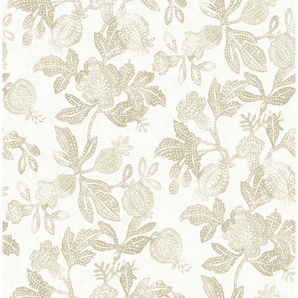 Beach Rose Champagne Floral Fruits Wallpaper | York Wallcoverings