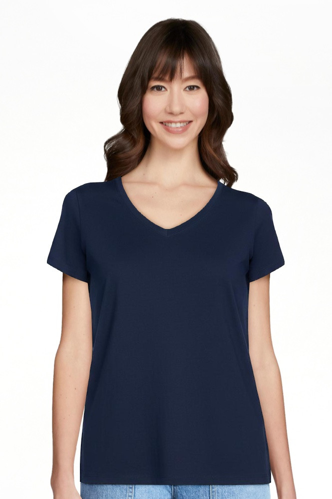 Time and Tru Women's Cotton V-Neck Tee with Short Sleeves, Sizes XS-4X | Walmart (US)