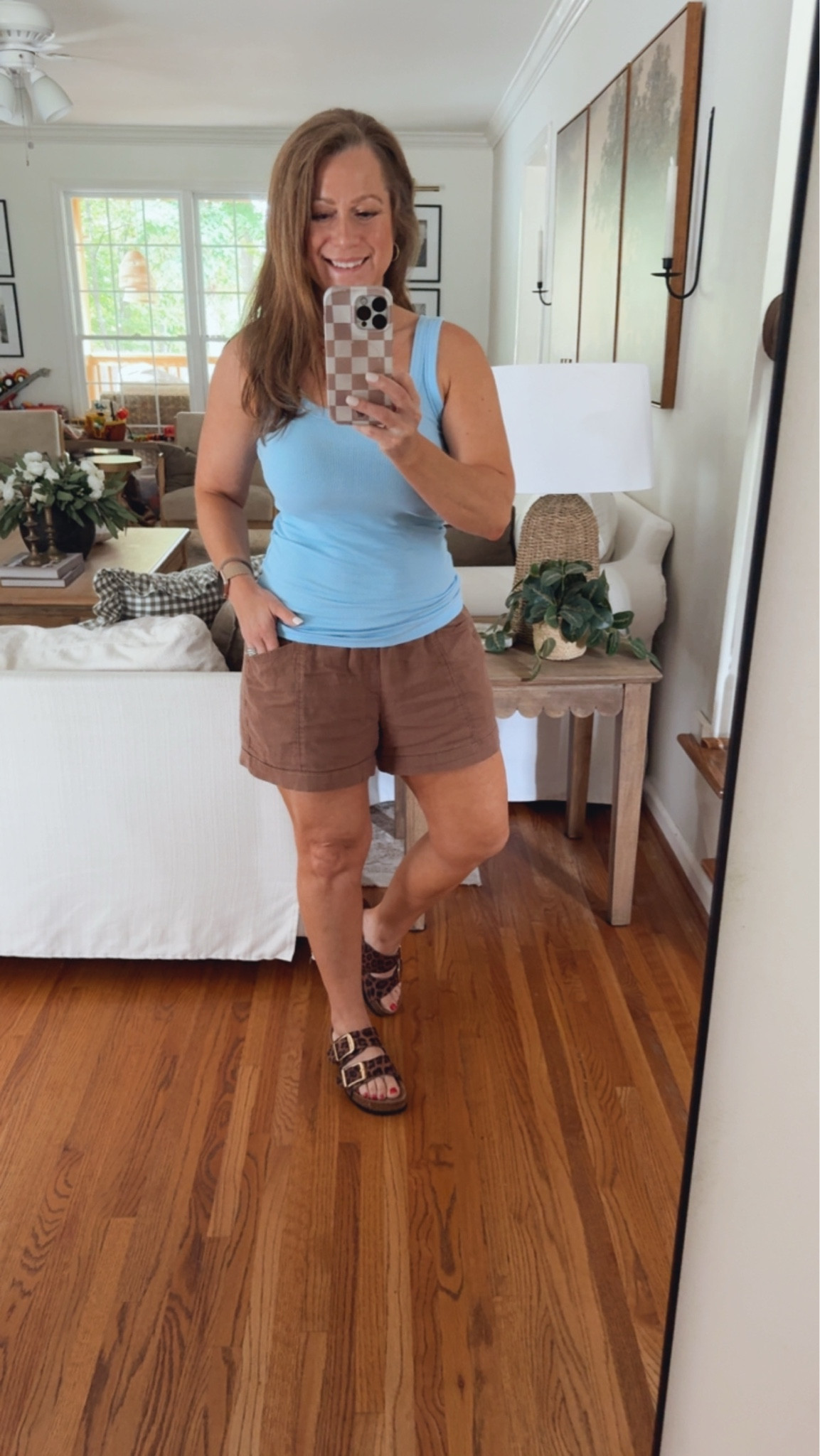 Today's OOTD
Layered necklace
Scoop neck tank top
Linen blend shorts
Leopard sandals
#LTKootd #LTKPetite
#LTKMidsize