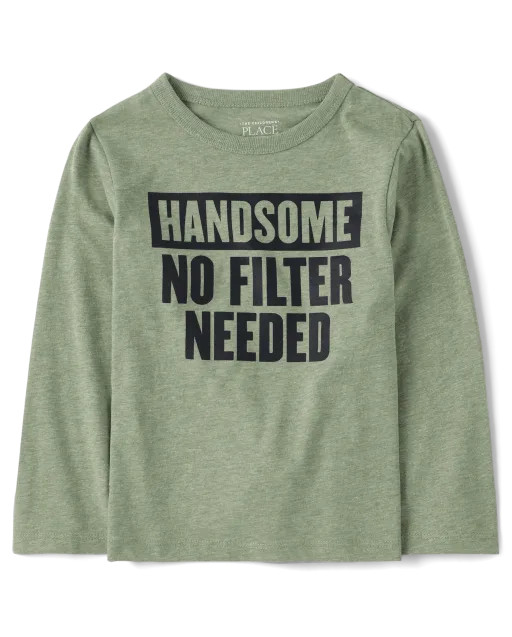 Baby And Toddler Boys Long Sleeve Handsome Graphic Tee | The Children's Place  - S/D OLIVE PRESS | The Children's Place