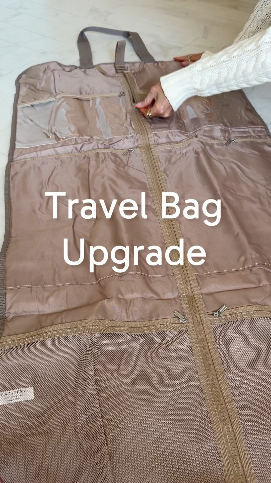 This garment travel bag keeps everything organized in one place. It lays completely flat so you can pack your clothes, then zips into a duffel bag with separate compartments for shoes, toiletries, underwear, socks, and all of your travel essentials. It’s such a smart way to stay organized, save space, and help keep your clothes looking great while you’re traveling. 

 #LTKTravel