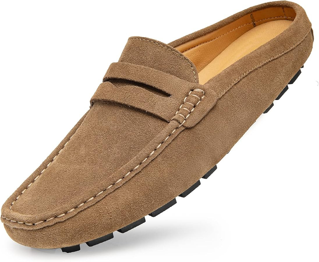 Go Tour Mens Handmade Suede Leather Mules Clog Slippers Breathable Leather Slip on Shoes Casual L... | Amazon (US)