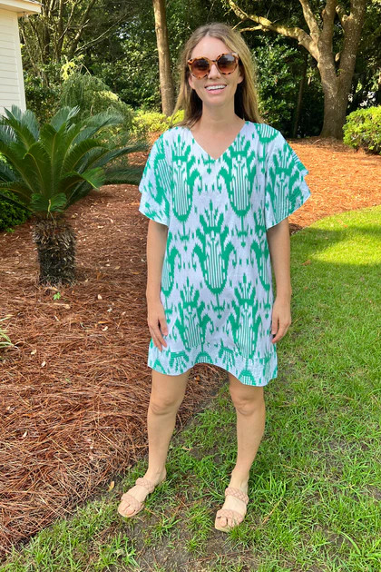 Whilden St. Dress, green ikat | Mimi Seabrook