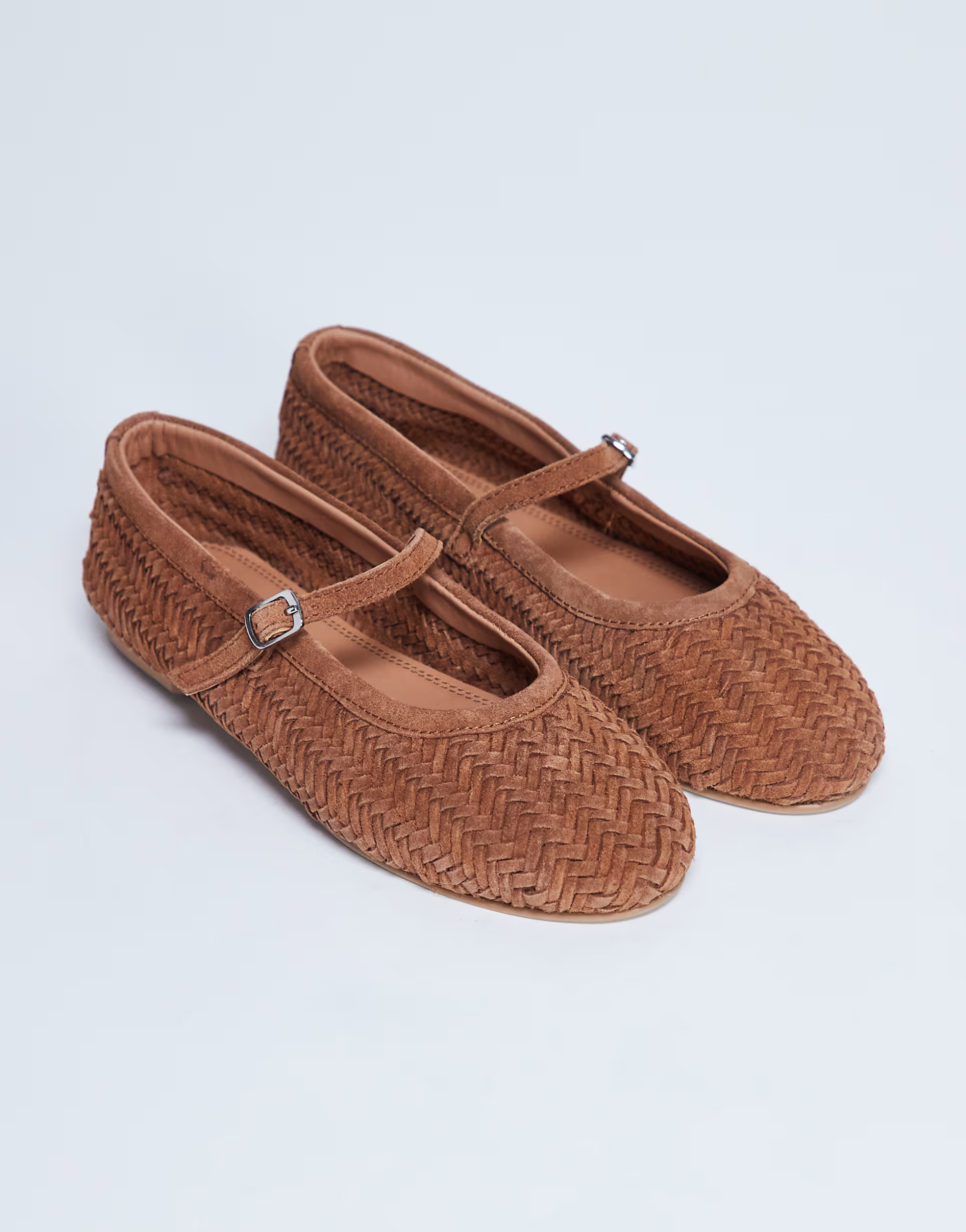 Topshop Bonnie woven real suede mary jane ballet in tan suede | ASOS | ASOS (Global)