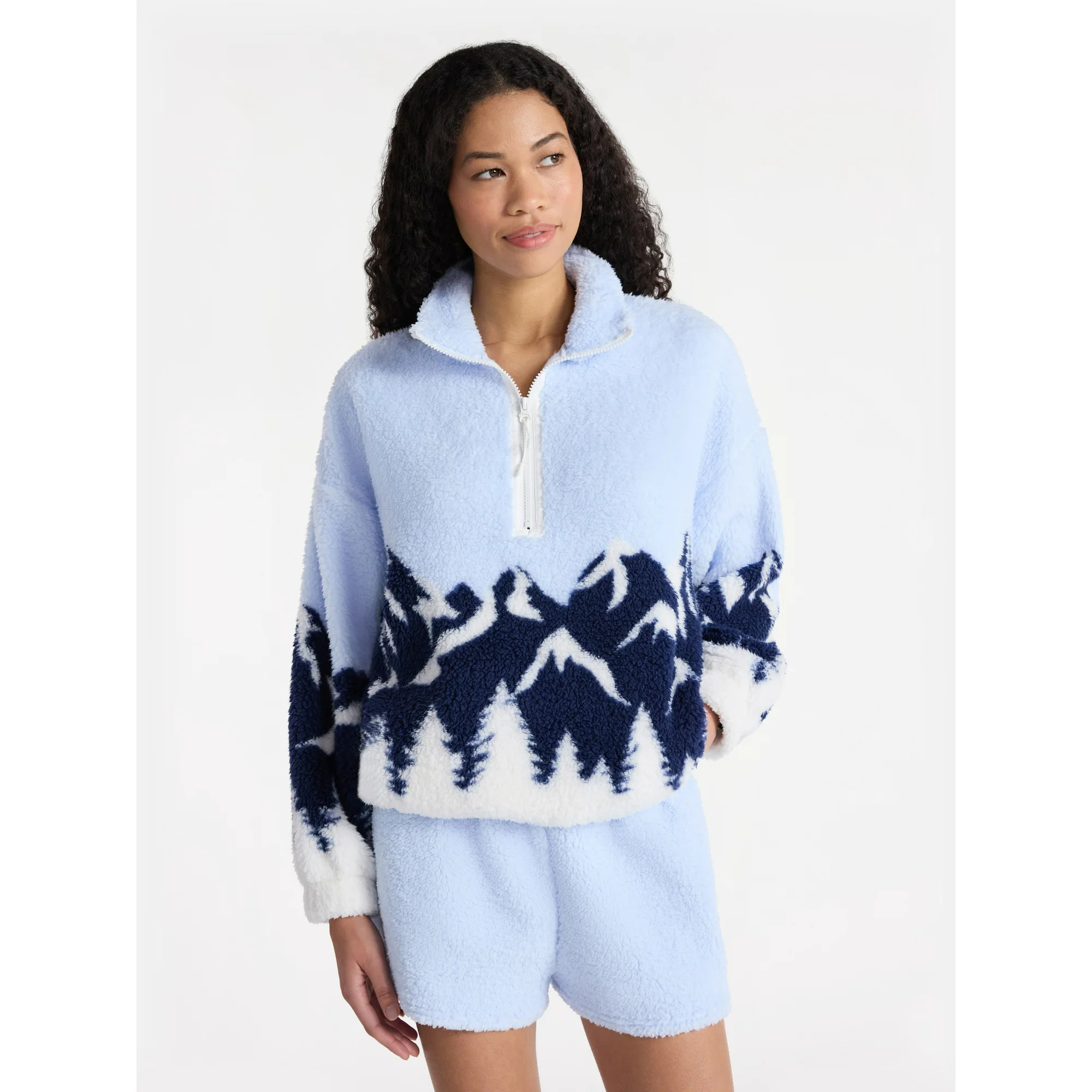 No Boundaries Plush Half-Zip Pullover, Women's and Plus | Walmart (US)