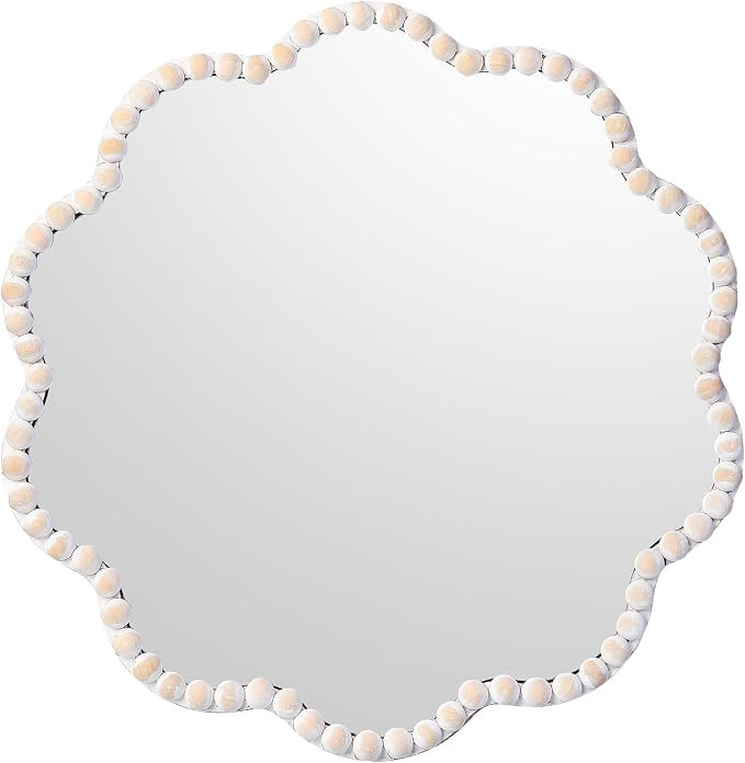 Small Boho Beaded Flower Mirror for Wall Decor, Cute Decorative Hanging Circle Nursery Mirrors fo... | Amazon (UK)