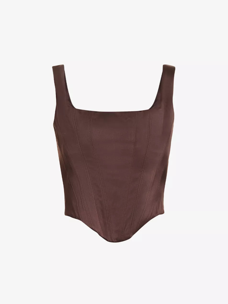 Rafa curved-hem satin top | Selfridges