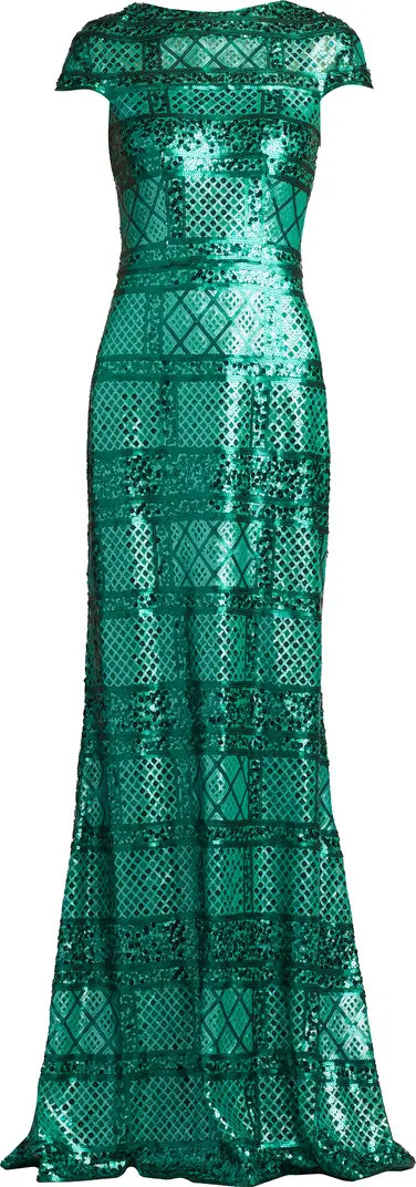 Sequin Cap Sleeve Sheath Gown | Nordstrom