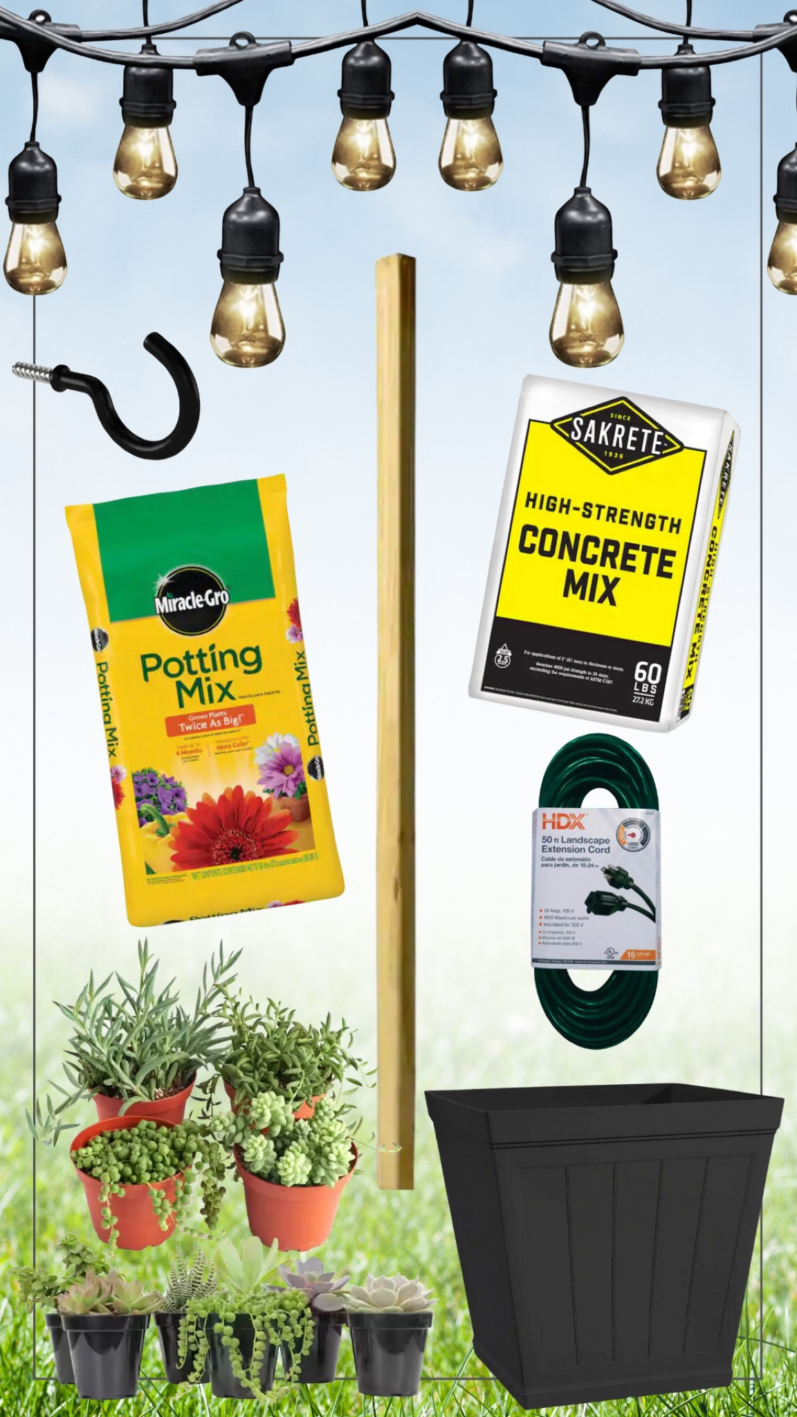 Looking for an easy way to upgrade your backyard space? Check out this easy string light planter DIY! ✨🪴💡