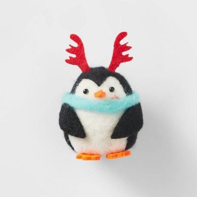 Boiled Wool Penguin with Blue Scarf Christmas Tree Ornament - Wondershop™ | Target