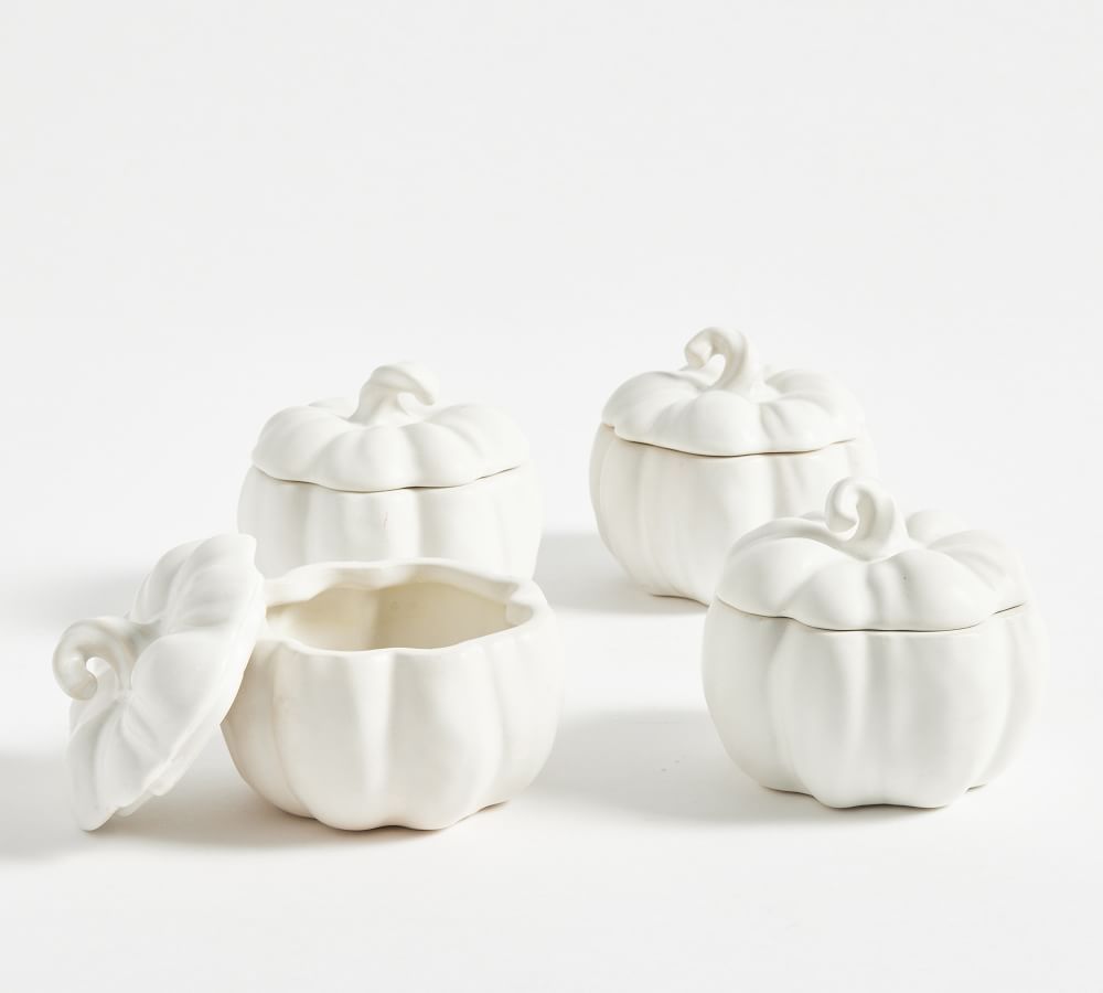 Pumpkin Shaped Stoneware Lidded Bowls | Pottery Barn (US)