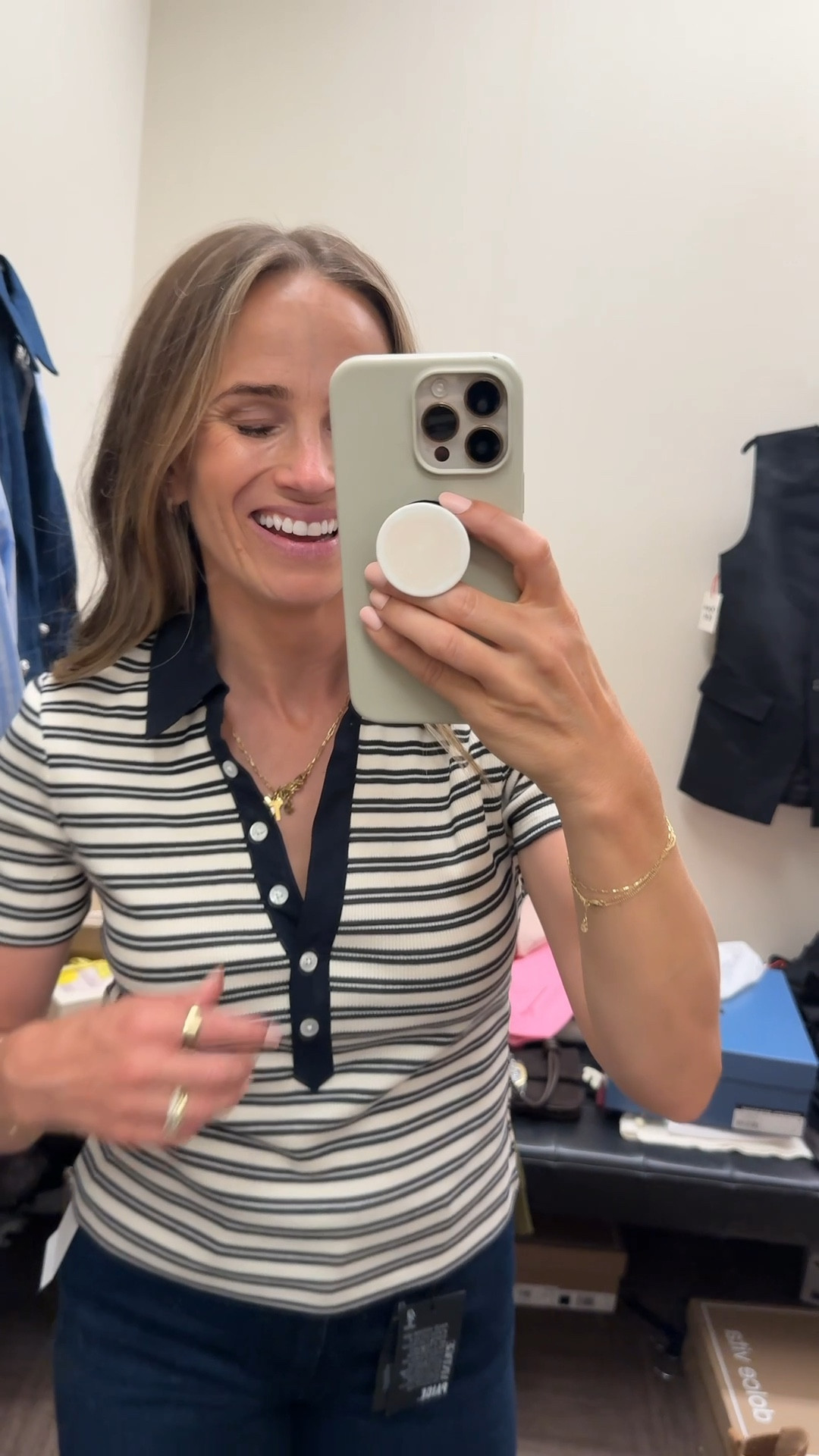 Love this striped polo! I tried on a lot of polo tops and this one fit the best. The others were too low cut, too tight or not flattering 

#LTKStyleTip #LTKOver40