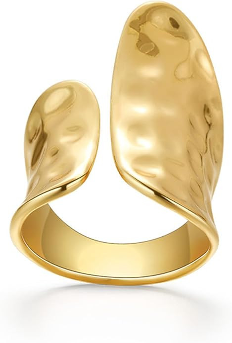 YBMYCM Gold Chunky Rings for Women Adjustable Geometric Rings Open Gold Plated Rings for Women | Amazon (US)