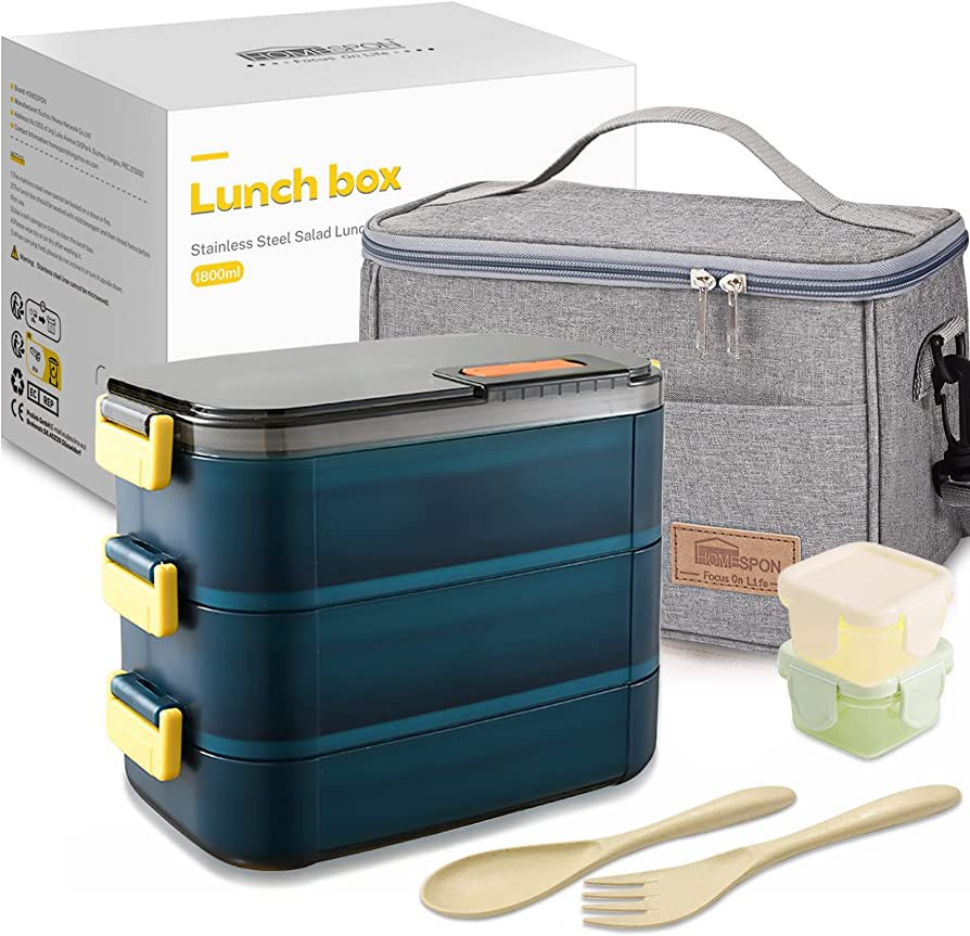 HOMESPON Bento Box Adult Lunch Box with Bag Stainless Steel Salad Lunch Container, Leakproof Tiff... | Amazon (US)