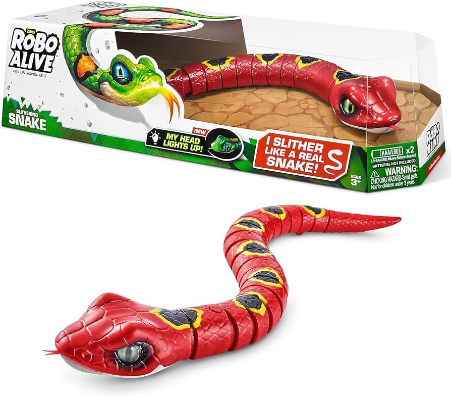 Robo Alive Slithering Snake Series 3 Red by ZURU Battery-Powered Robotic Light Up Reptile Toy Tha... | Amazon (US)