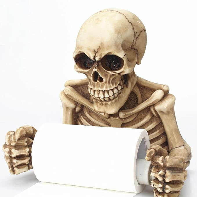 Skull Paper Roll Holder Wall Mount Toilet Tissue Shelf Skeleton Wall Mount Kitchen Toilet Paper S... | Amazon (US)