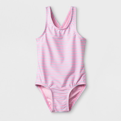 Toddler Girls' Striped One Piece Swimsuit - Cat & Jack™ Pink | Target