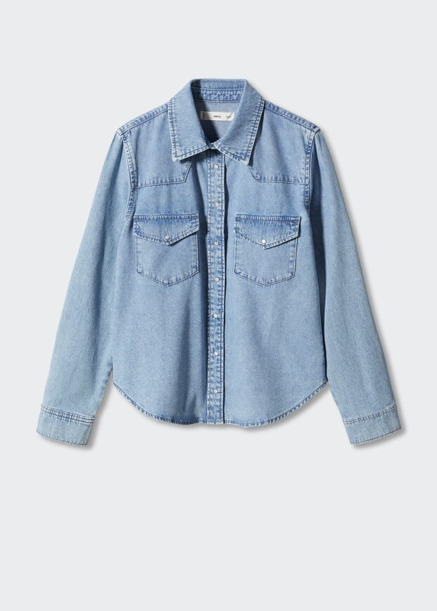 Chest-pocket denim shirt -  Women | Mango USA | MANGO (US)