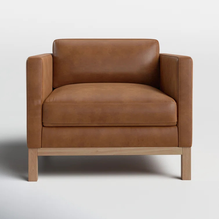 Nels Leather Club Chair | Wayfair North America