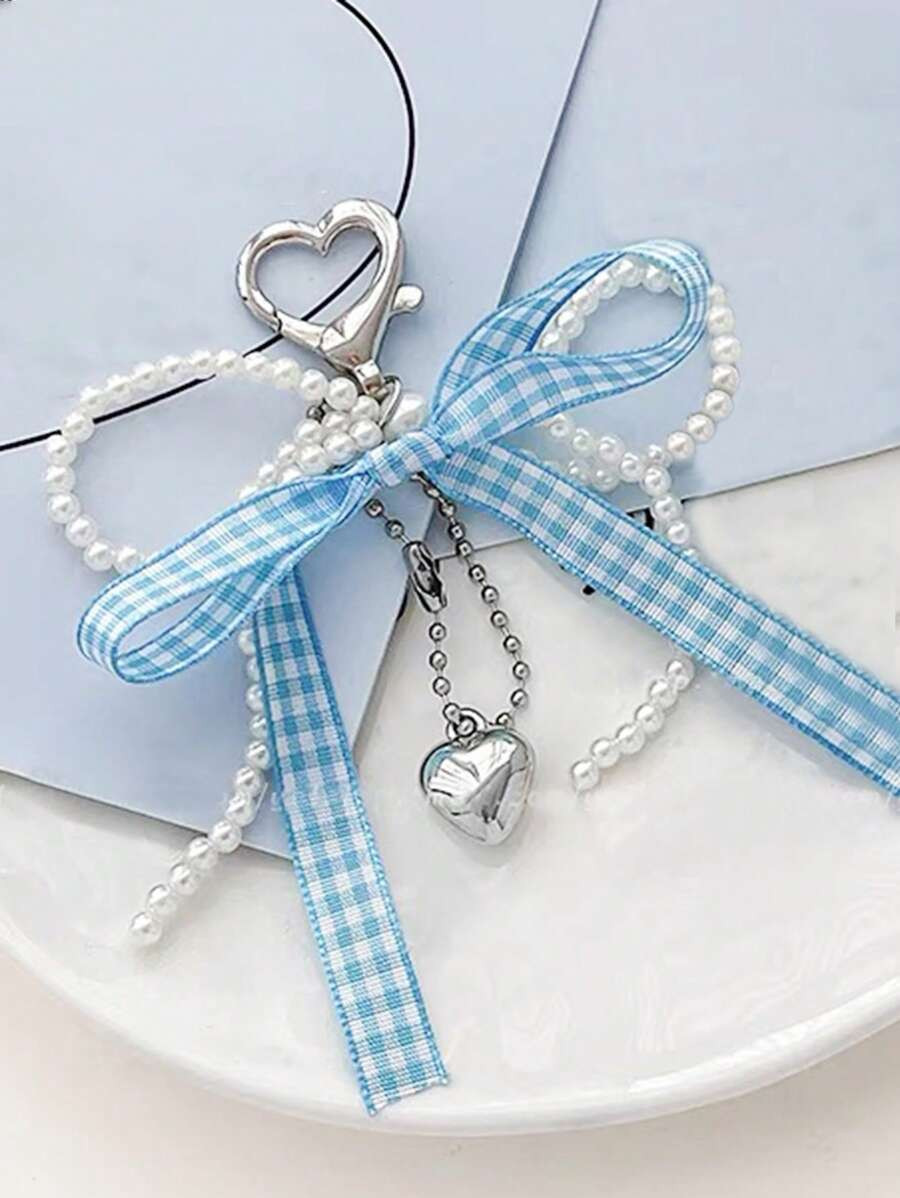 1pc Floral Lace Bow & Faux Pearl Key Chain Wallet Charm Bag Pendant Shoe Decor Bow Ornament Heart... | SHEIN