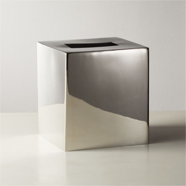 Elton Polished Stainless Steel Tissue Box Cover | CB2