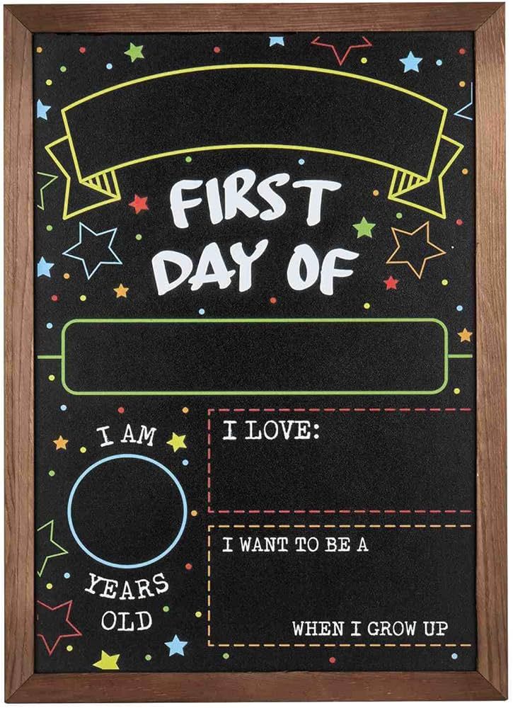 First Day Last Day of School Chalkboard Double Sided Sign with Frame - 14" x 10" | Amazon (US)