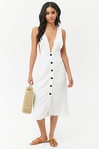 Button-Front Pinafore Dress | Forever 21 (US)