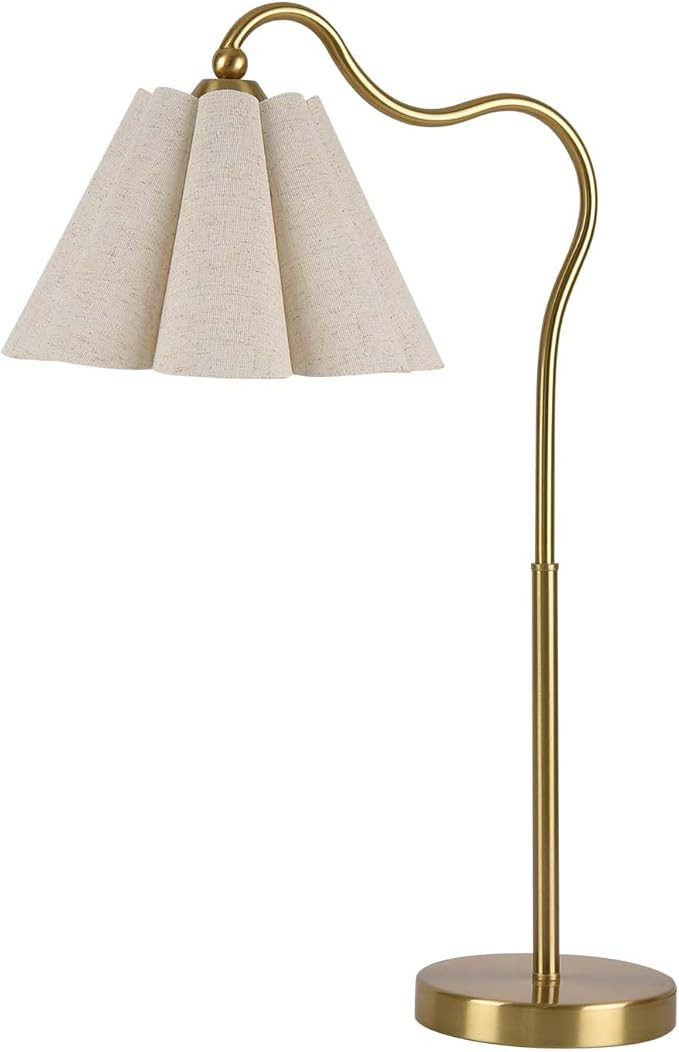 KUNJOULAM Modern Table Lamps, Nightstand Bedside Lamps with Umbrella Form Linen Lampshade, Gold M... | Amazon (US)